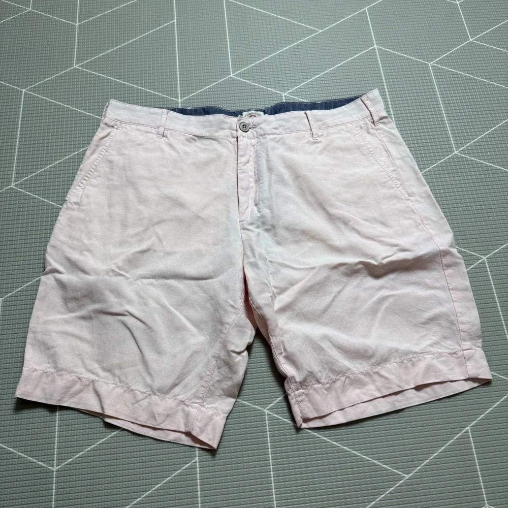 Faherty Men's Linen Cotton Blend Shorts 34 Light Pink 9